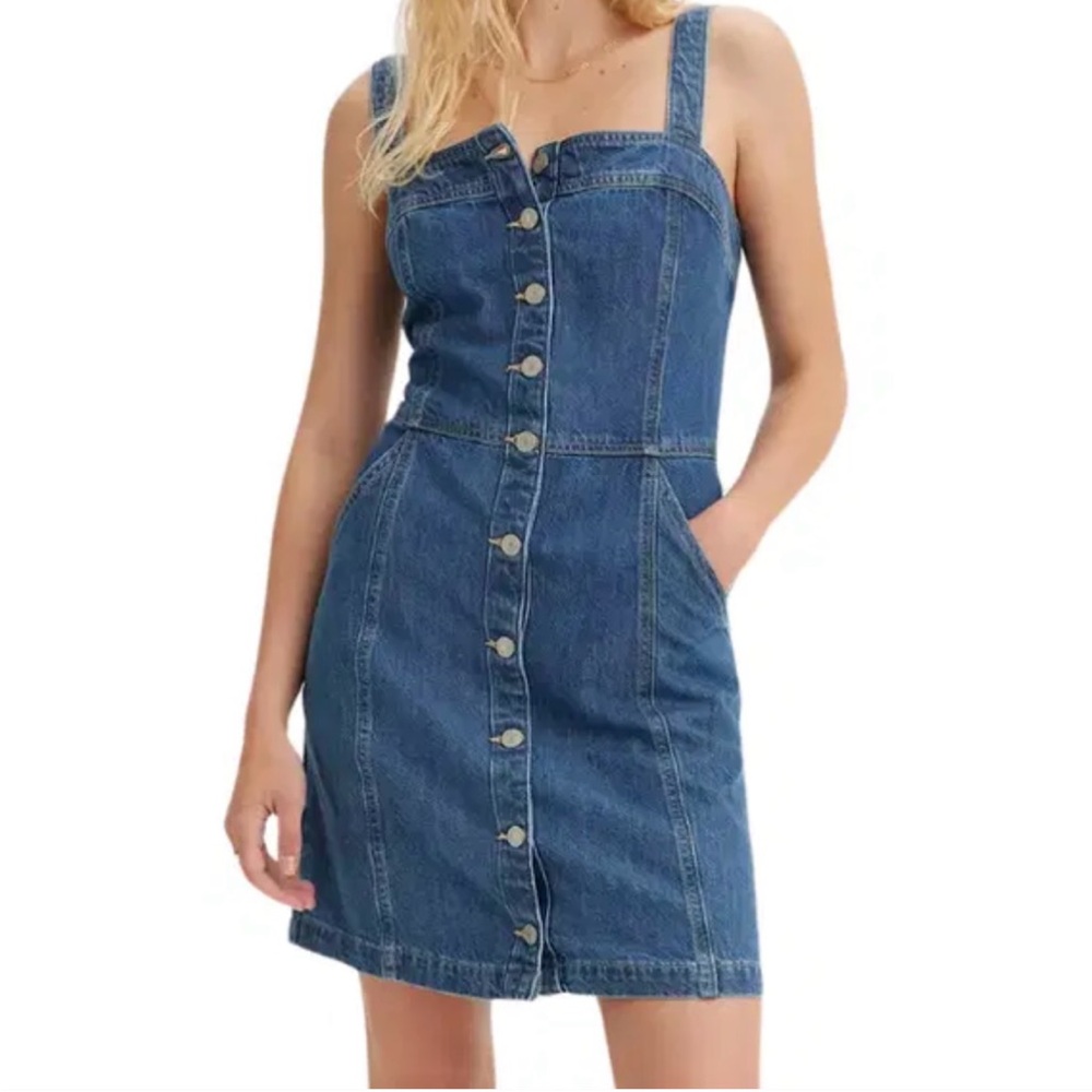 Women's (Youth) JUSTFAB denim button up slim-fitting dress - Picture 1 of 11